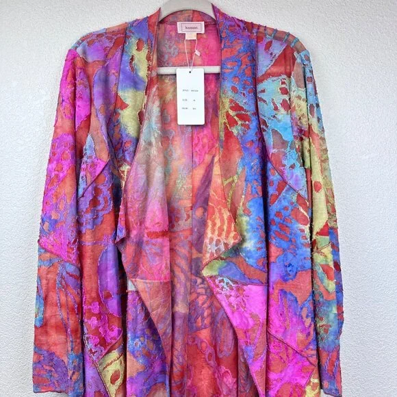 NWT Kamana Cardigan Womens XL Waterfall Watercolors Art to Wear Artsy Coastal - Picture 2 of 10